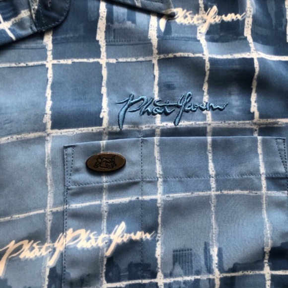 Phat Farm Blue Grid Pattern Shirt - Picture 4 of 10